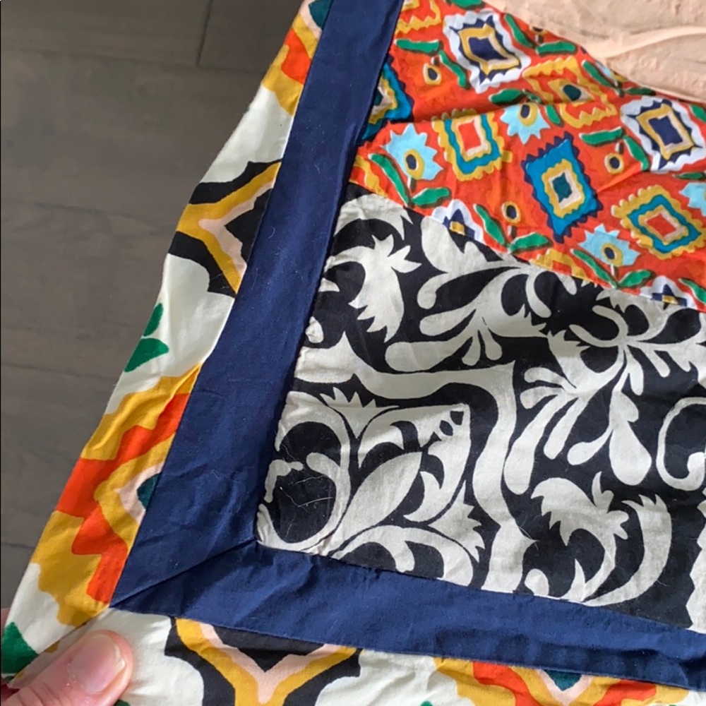 Anthropologie Beautiful handstitched striped patchwork duvet